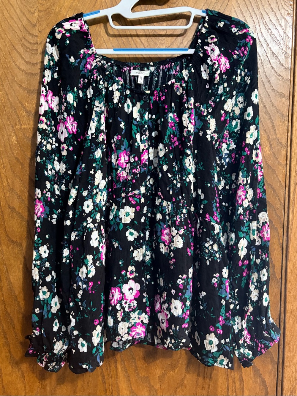 Maurices XL long sleeve peasant blouse floral NWT